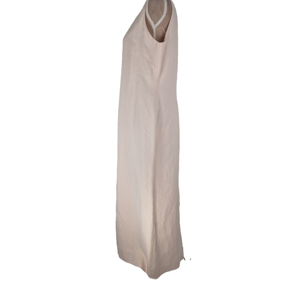 Vintage Linen Blend Long Maxi Dress Size 14 Blush Pink Beachy Feminine 90s - Picture 2 of 10